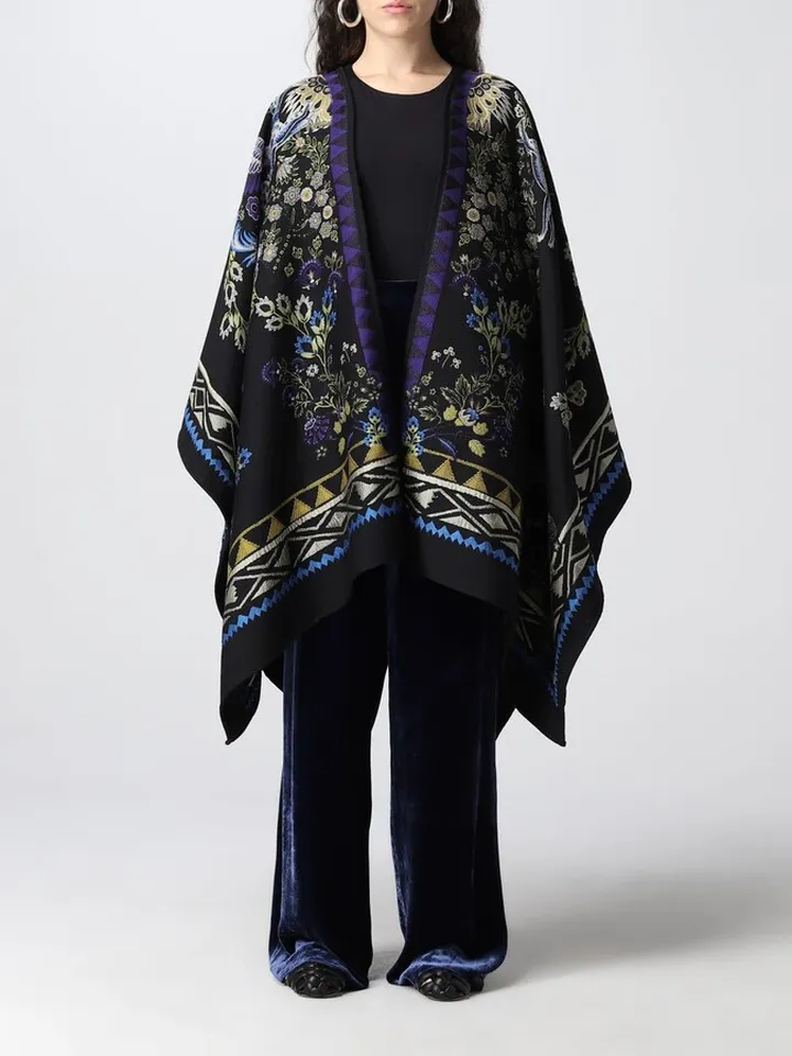 Etro jacquard wool cape