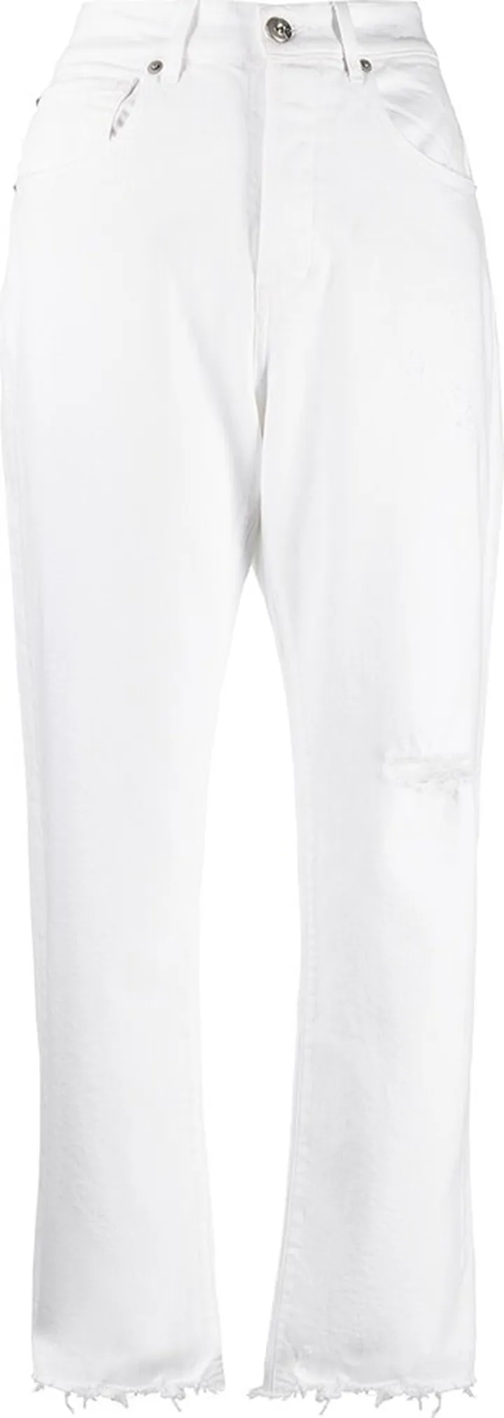 High-Waisted Frayed Jeans