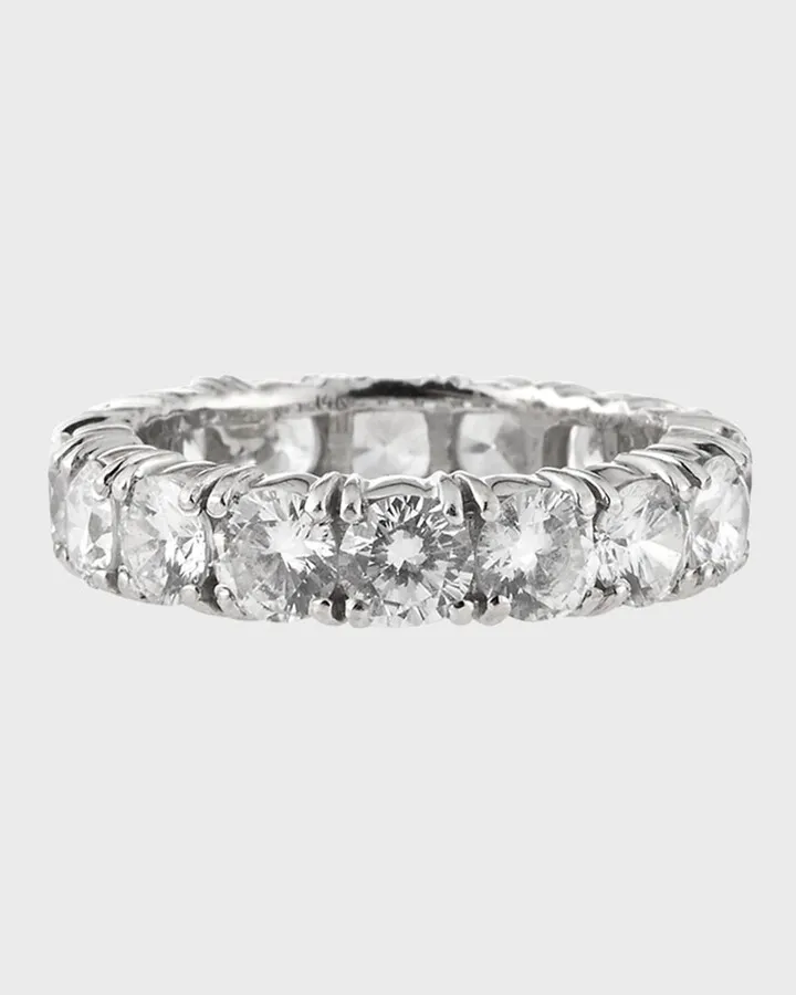 14k White Gold 4-Prong Round Eternity Band