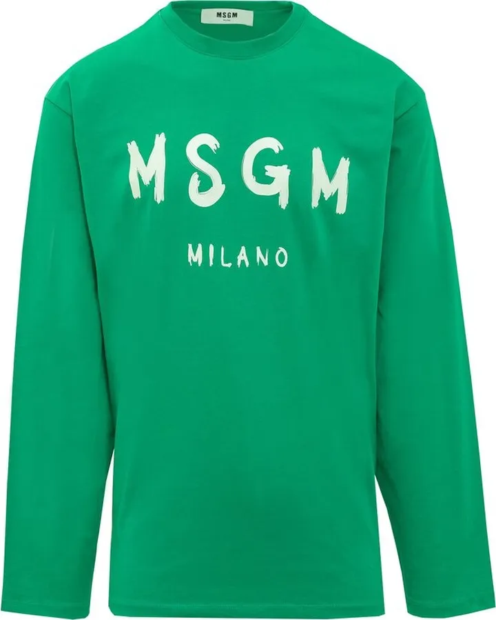 MSGM Logo-Printed Long-Sleeved T-Shirt