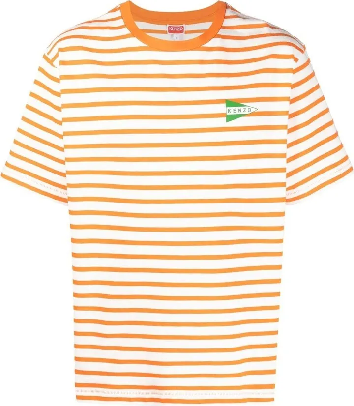 striped logo-print T-shirt