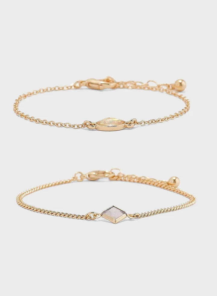 Multipack Stone Detail Bracelet