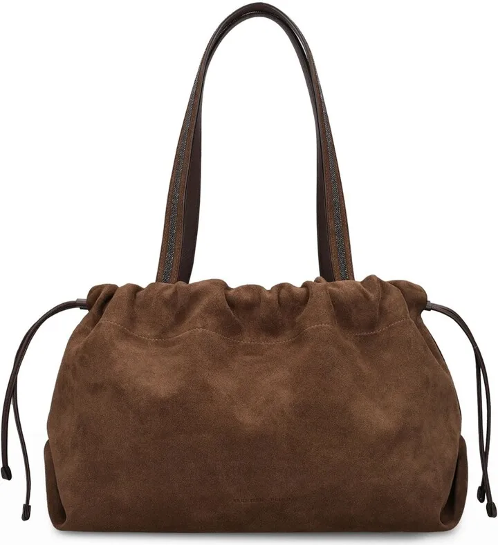 Large leather bucket bag