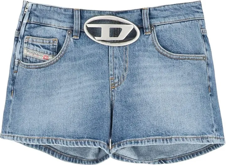 Diesel D-Oval Cut Out Buckle Denim Shorts
