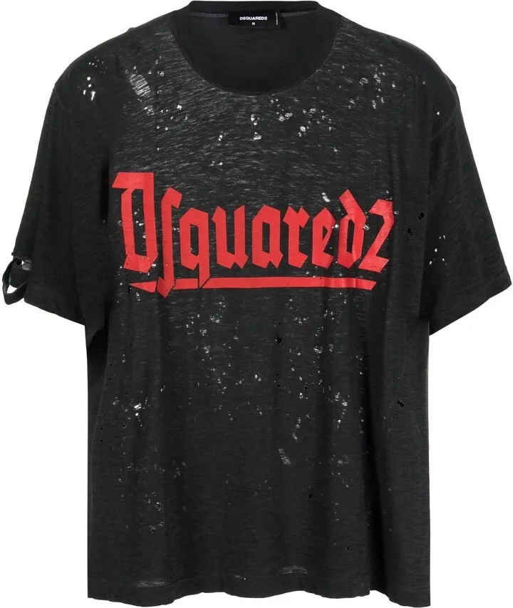 distressed-effect logo T-shirt