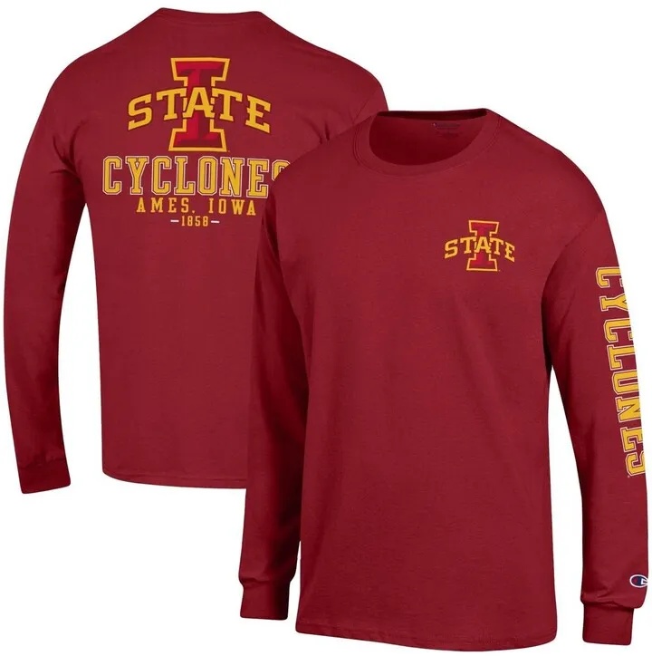Men's Cardinal Iowa State Cyclones Team Stack Long Sleeve T-shirt