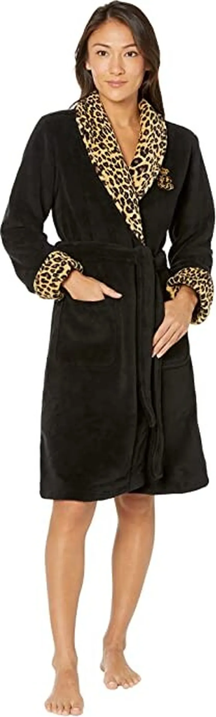 LAUREN Ralph Lauren Recycled So Soft Shawl Robe (Black) Women's Pajama