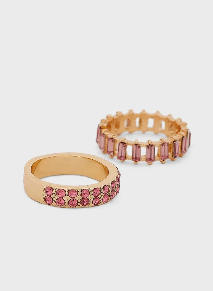 2 Pack Stone Ring Set