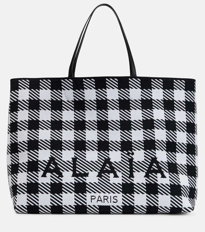 Logo checked tote