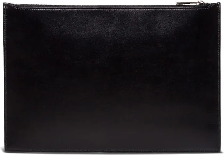Black Leather Handbag With Logo