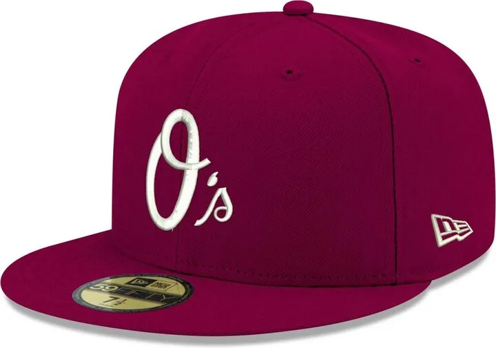 Men's Cardinal Baltimore Orioles Logo White 59FIFTY Fitted Hat