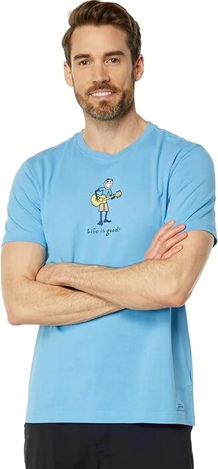Life is Good Guitar Jake Short Sleeve Crusher Tee (Cool Blue) Men's T Shirt