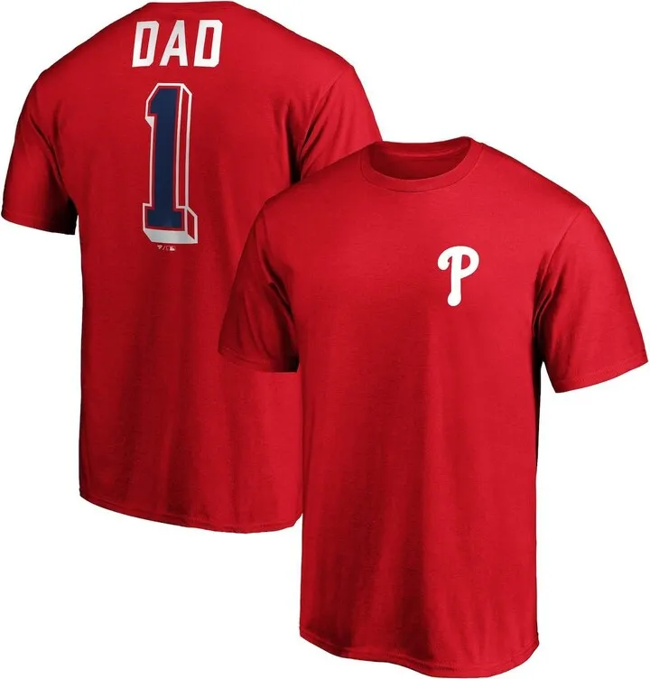 Men's Fanatics Branded Red Philadelphia Phillies Number One Dad Team T-shirt