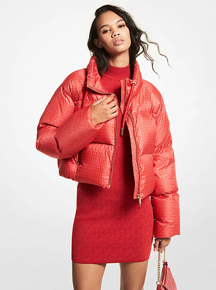 Cropped Logo Quilted Puffer Jacket