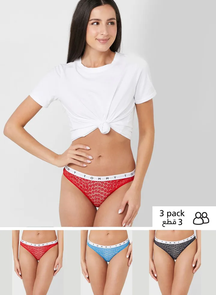 3 Pack Logo Lace Briefs