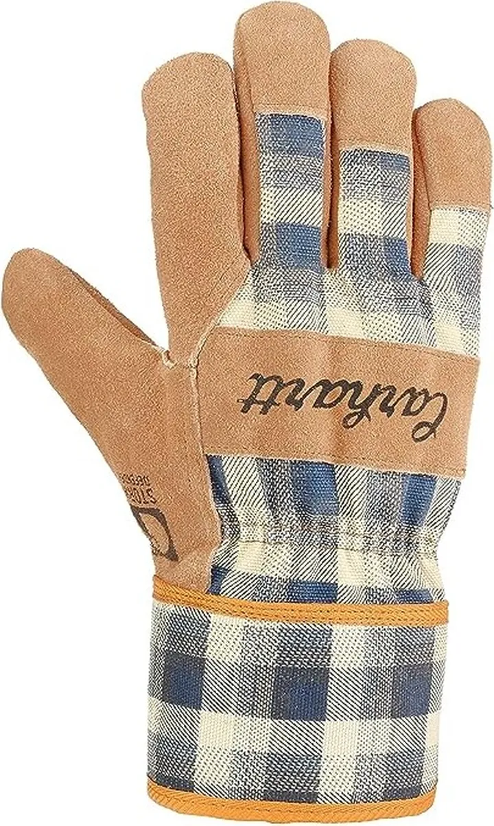 Carhartt Women's Wb Waterproof Breathable Suede Work Glove with Safety Cuff (Navy Plaid) Extreme Cold Weather Gloves