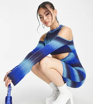 ASYOU knitted ladder ombre dress in multi