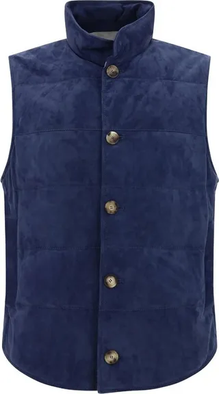 Brunello Cucinelli Button-Up High-Neck Down Gilet