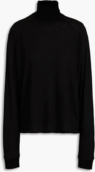 Lyocell and wool-blend turtleneck top