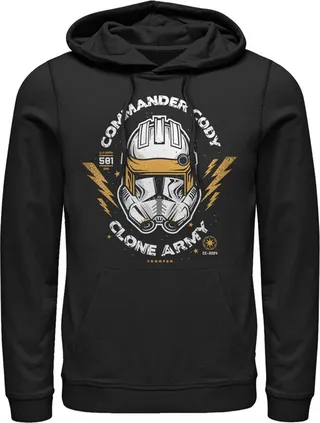 Men's Star Wars: The Clone Wars Commander Cody Army Head Shot Pull Over Hoodie - Black - 2X Large