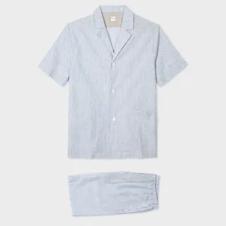 Blue and White Pintstripe Short Pyjama Set