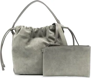 Drawstring-Fastening Suede Tote Bag