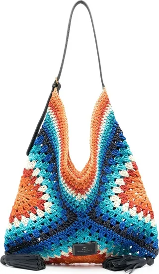 Tassel-Detail Raffia Bag