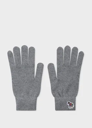 Grey Zebra Logo Wool Gloves
