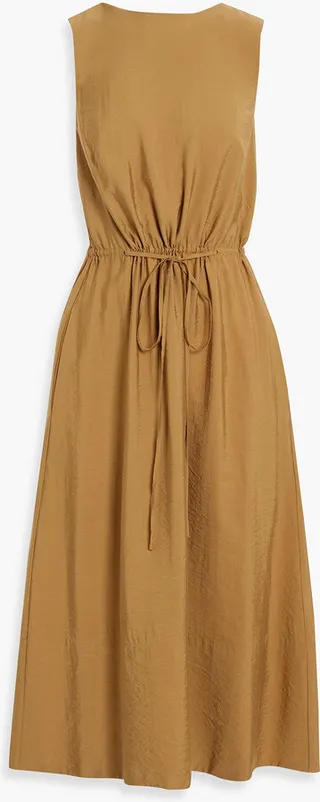 Wrap-effect twill midi dress