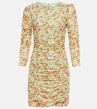 Ruched floral minidress