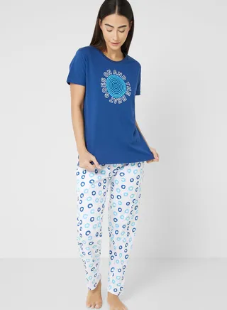 Graphic T-Shirt And Pyjama Set