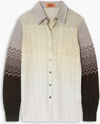 Metallic crochet-knit shirt