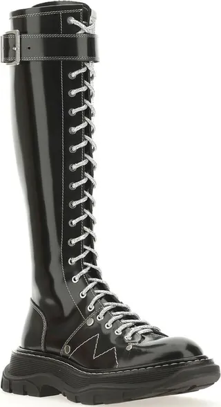 Alexander McQueen Buckle Detailed Lace-Up Boots