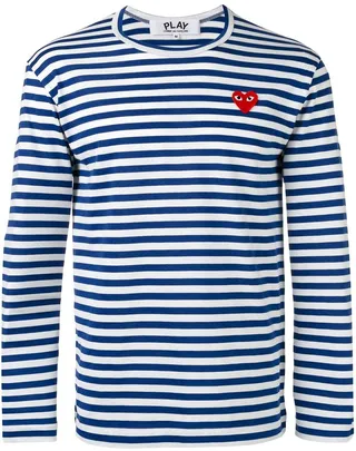 striped heart embellished T-shirt