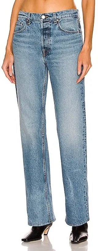 GRLFRND Courtney Low Rise Boot in Denim-Medium