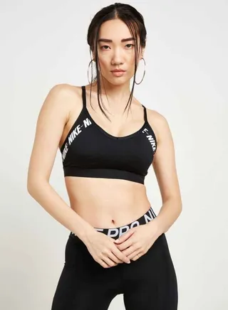 Indy Logo Printed Sports Bra Black/White