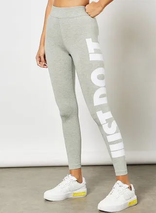 Essential Just Do It Leggings Dk Grey Heather/(White)