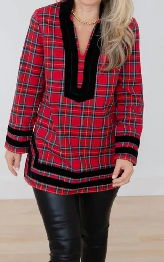 Classic Tunic Top in Red Plaid