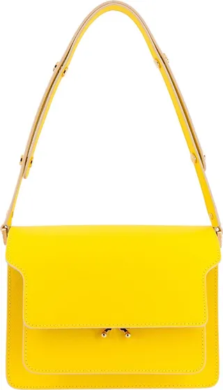 Leather shoulder bag with bellows detail
