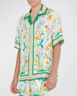Men's L'arche Fleurie Cuban-Collar Shirt