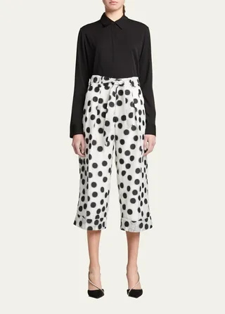 Peggy Polka-Dot Pleated Crop Pants