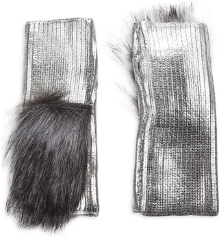 Faux Fur Trim Fingerless Gloves