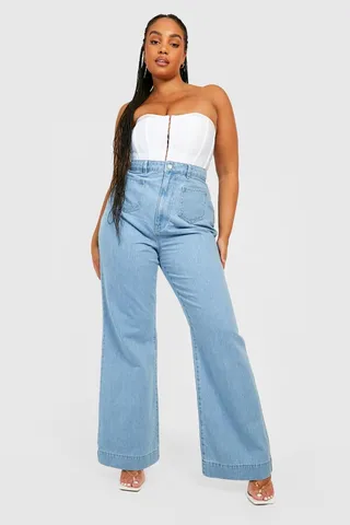 Plus Light Wash Flare Jeans