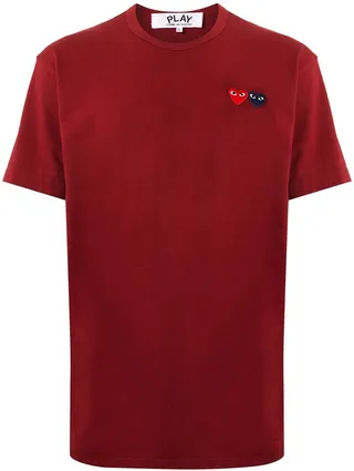 double heart appliquéd T-shirt
