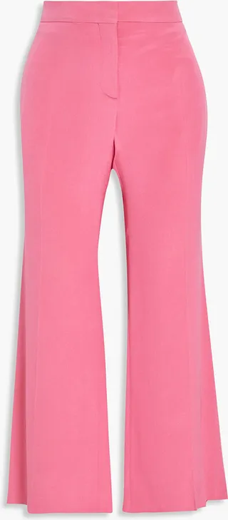 Cropped silk-satin crepe wide-leg pants