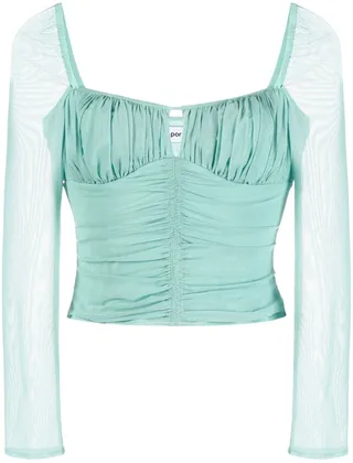 Gathered-Detail Long-Sleeve Top