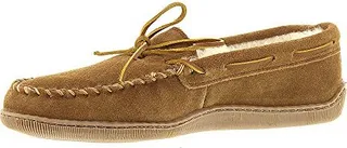 Minnetonka Men's Sheepskin Hardsole Moccasin Slippers 13 M Tan