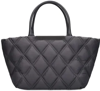 Taffeta & leather tote bag