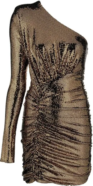 Sequin-Embellished Ruched Dress