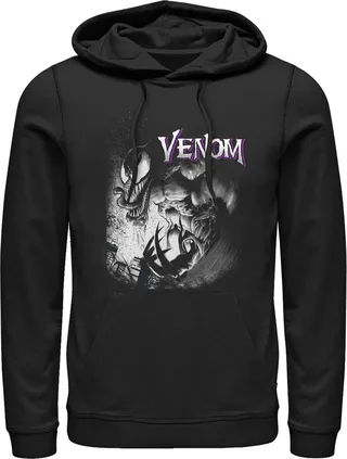 Men's Marvel Venom Angry Pull Over Hoodie - Black - 2X Large